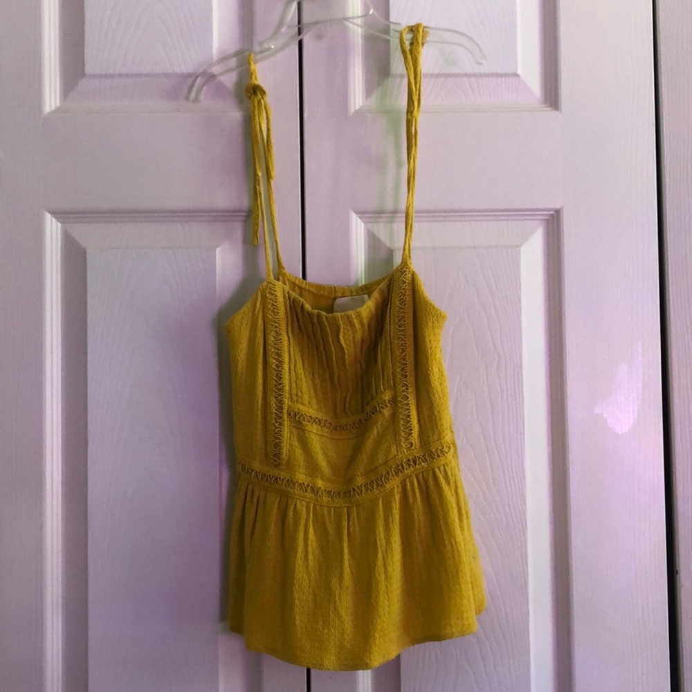 Yellow crop top with adjustable straps